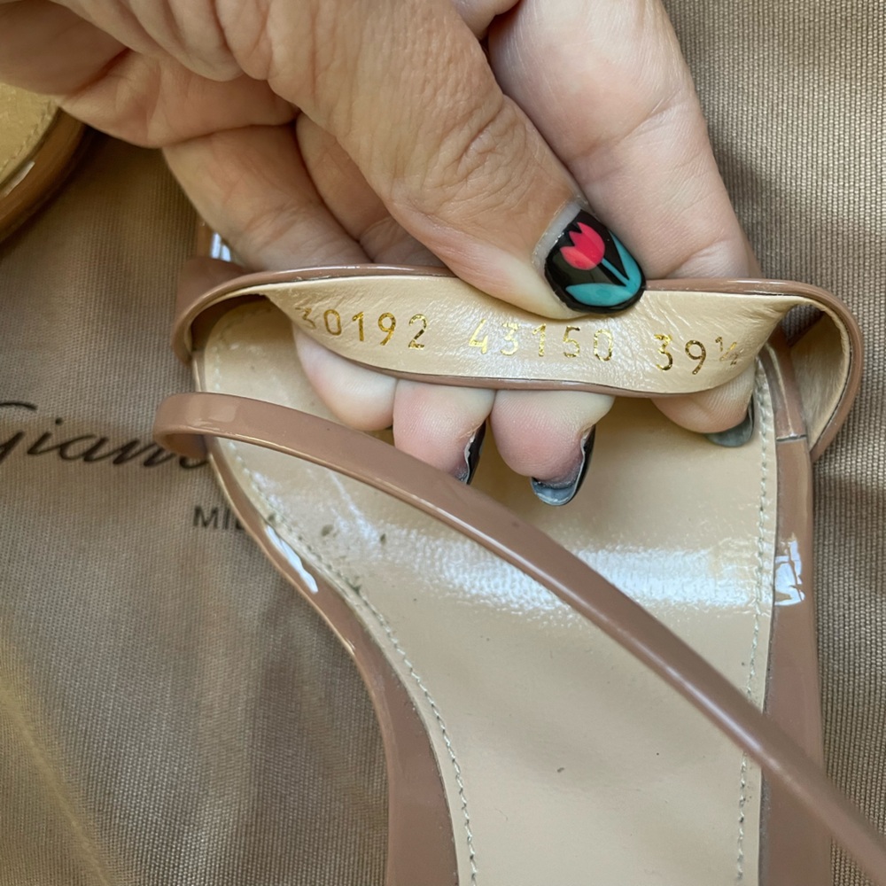 Gianvito Rossi Manhattan 85 Patent Leather Nude Slingback Heels Size 39.5 - Picture 6 of 11